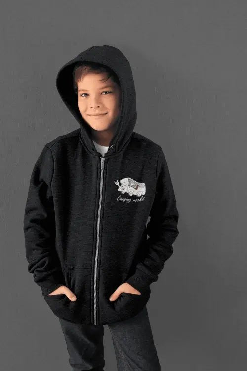„Camping rockt!“ Kindersweatjacke - Teamdealer