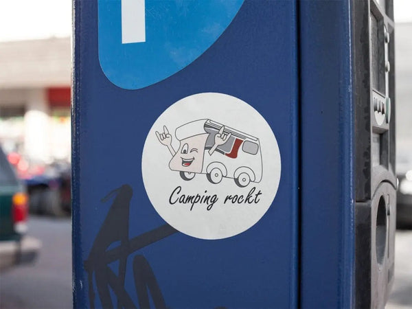 „Camping rockt!“ Sticker - Teamdealer