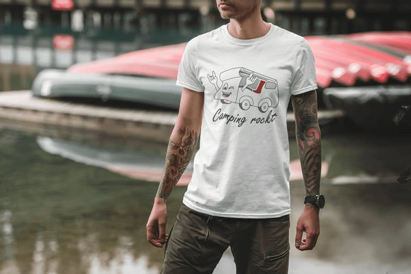 „Camping rockt!“ T-Shirt - Teamdealer