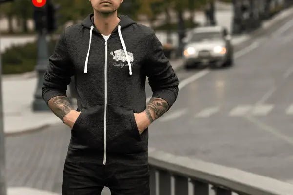 „Camping rockt!“ Zip - Hoodie - Teamdealer