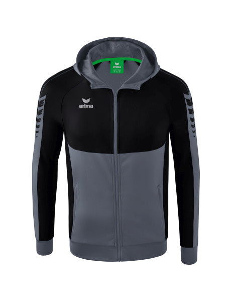 Erima Six Wings Trainingsjacke mit Kapuze - slate grey/schwarz – Bild 1